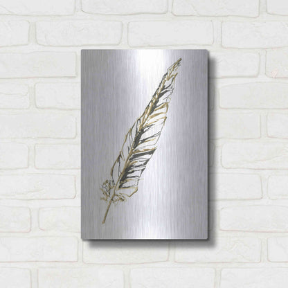 Luxe Metal Art 'Gilded Swan Feather II' by Chris Paschke, Metal Wall Art,12x16