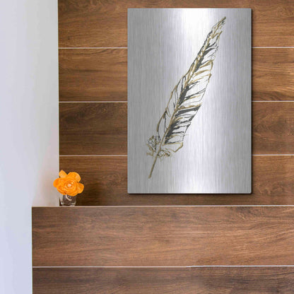 Luxe Metal Art 'Gilded Swan Feather II' by Chris Paschke, Metal Wall Art,12x16