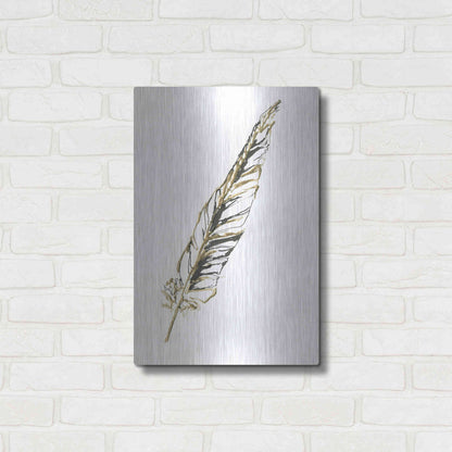 Luxe Metal Art 'Gilded Swan Feather II' by Chris Paschke, Metal Wall Art,16x24