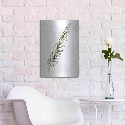 Luxe Metal Art 'Gilded Swan Feather II' by Chris Paschke, Metal Wall Art,16x24