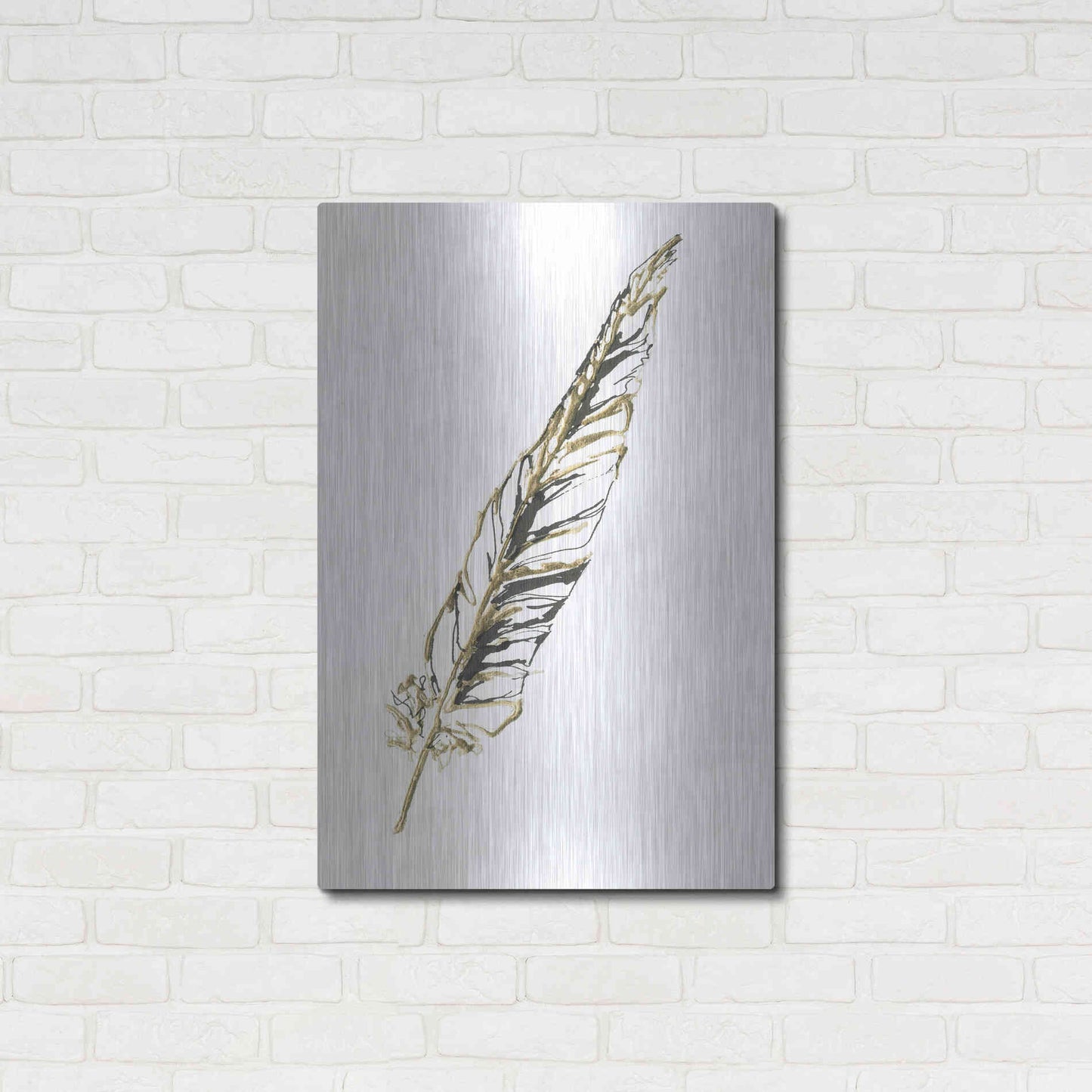 Luxe Metal Art 'Gilded Swan Feather II' by Chris Paschke, Metal Wall Art,24x36