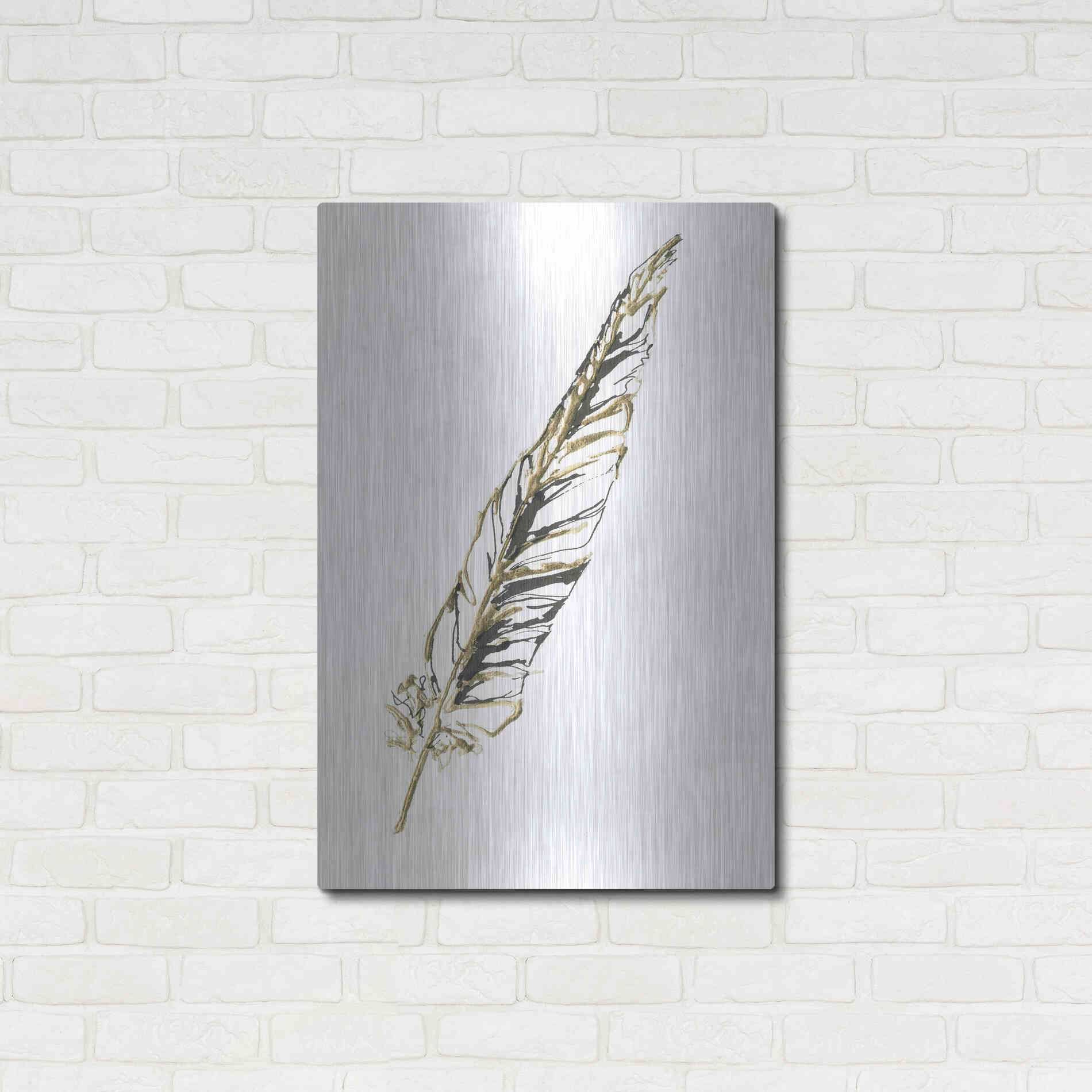 Luxe Metal Art 'Gilded Swan Feather II' by Chris Paschke, Metal Wall Art,24x36