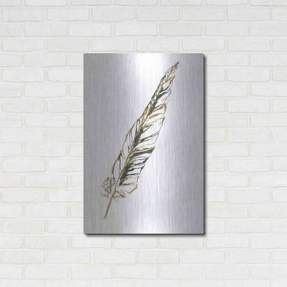 Luxe Metal Art 'Gilded Swan Feather II' by Chris Paschke, Metal Wall Art,24x36