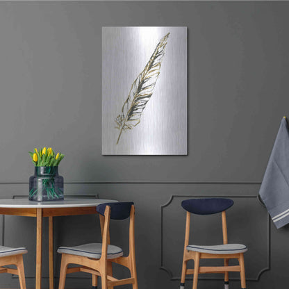 Luxe Metal Art 'Gilded Swan Feather II' by Chris Paschke, Metal Wall Art,24x36