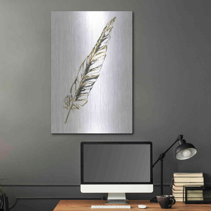 Luxe Metal Art 'Gilded Swan Feather II' by Chris Paschke, Metal Wall Art,24x36
