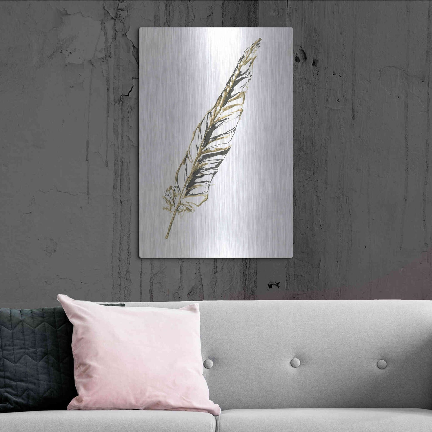 Luxe Metal Art 'Gilded Swan Feather II' by Chris Paschke, Metal Wall Art,24x36