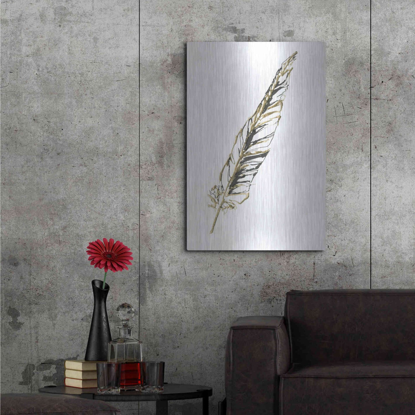 Luxe Metal Art 'Gilded Swan Feather II' by Chris Paschke, Metal Wall Art,24x36