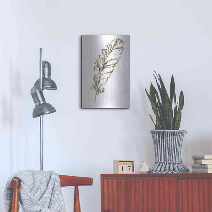 Luxe Metal Art 'Gilded Turkey Feather I' by Chris Paschke, Metal Wall Art,16x24