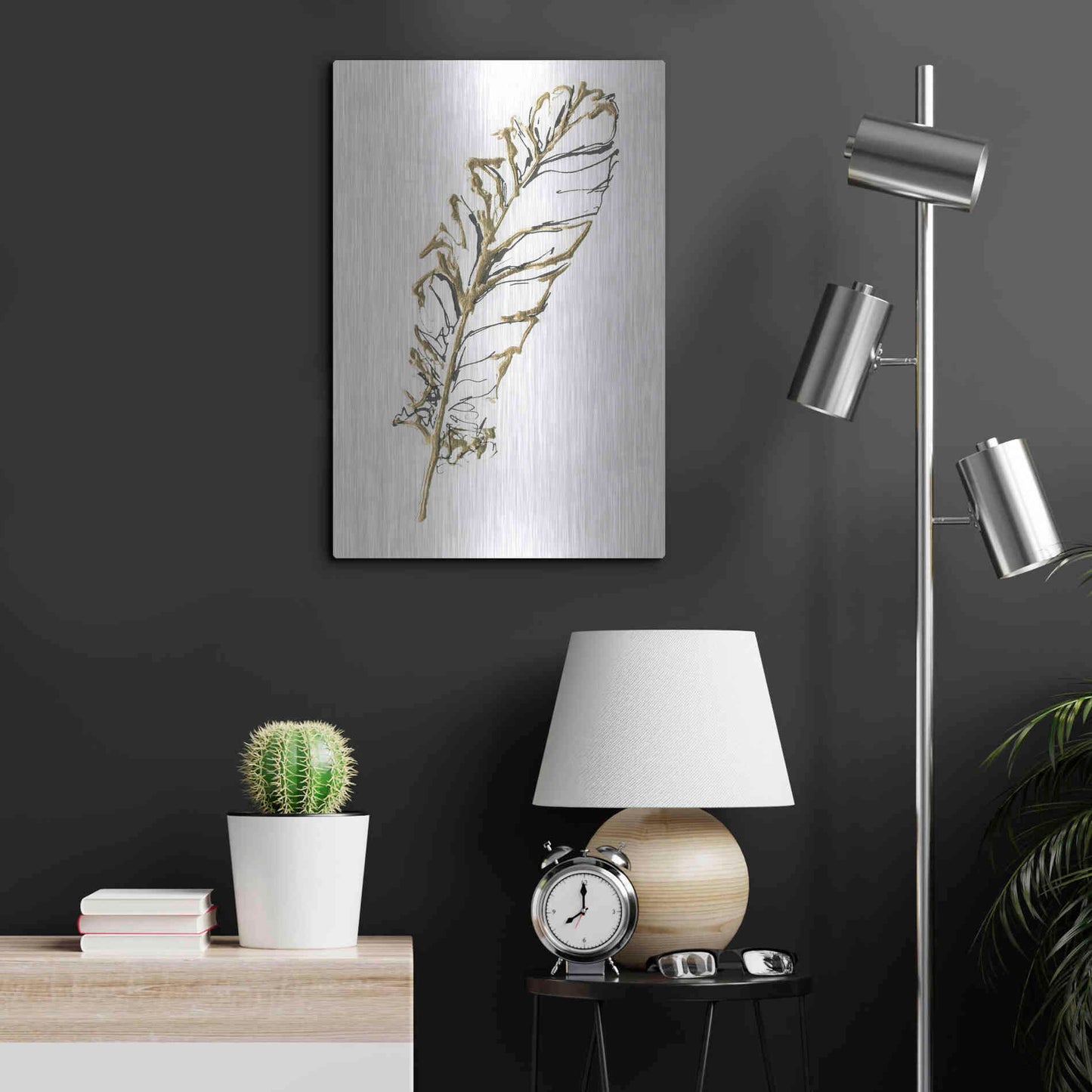 Luxe Metal Art 'Gilded Turkey Feather I' by Chris Paschke, Metal Wall Art,16x24