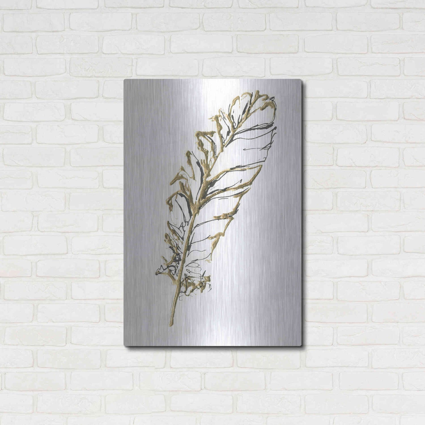 Luxe Metal Art 'Gilded Turkey Feather I' by Chris Paschke, Metal Wall Art,24x36