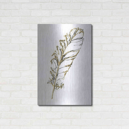 Luxe Metal Art 'Gilded Turkey Feather I' by Chris Paschke, Metal Wall Art,24x36