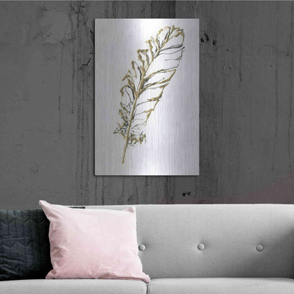 Luxe Metal Art 'Gilded Turkey Feather I' by Chris Paschke, Metal Wall Art,24x36