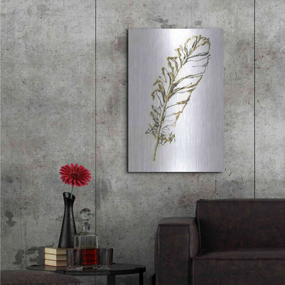 Luxe Metal Art 'Gilded Turkey Feather I' by Chris Paschke, Metal Wall Art,24x36