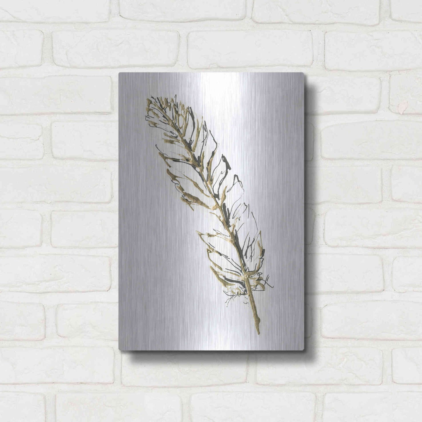Luxe Metal Art 'Gilded Turkey Feather II' by Chris Paschke, Metal Wall Art,12x16