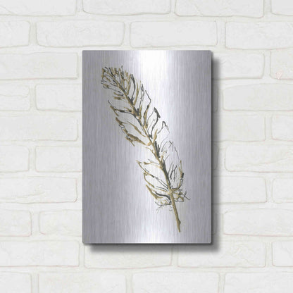 Luxe Metal Art 'Gilded Turkey Feather II' by Chris Paschke, Metal Wall Art,12x16