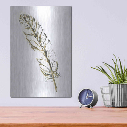 Luxe Metal Art 'Gilded Turkey Feather II' by Chris Paschke, Metal Wall Art,12x16