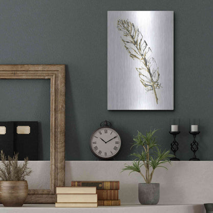 Luxe Metal Art 'Gilded Turkey Feather II' by Chris Paschke, Metal Wall Art,12x16
