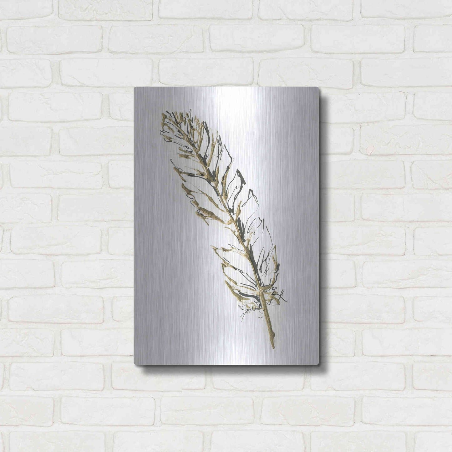 Luxe Metal Art 'Gilded Turkey Feather II' by Chris Paschke, Metal Wall Art,16x24