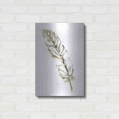 Luxe Metal Art 'Gilded Turkey Feather II' by Chris Paschke, Metal Wall Art,16x24