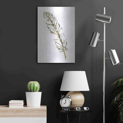Luxe Metal Art 'Gilded Turkey Feather II' by Chris Paschke, Metal Wall Art,16x24