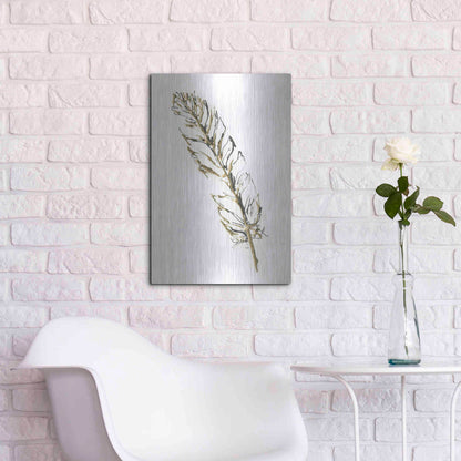 Luxe Metal Art 'Gilded Turkey Feather II' by Chris Paschke, Metal Wall Art,16x24