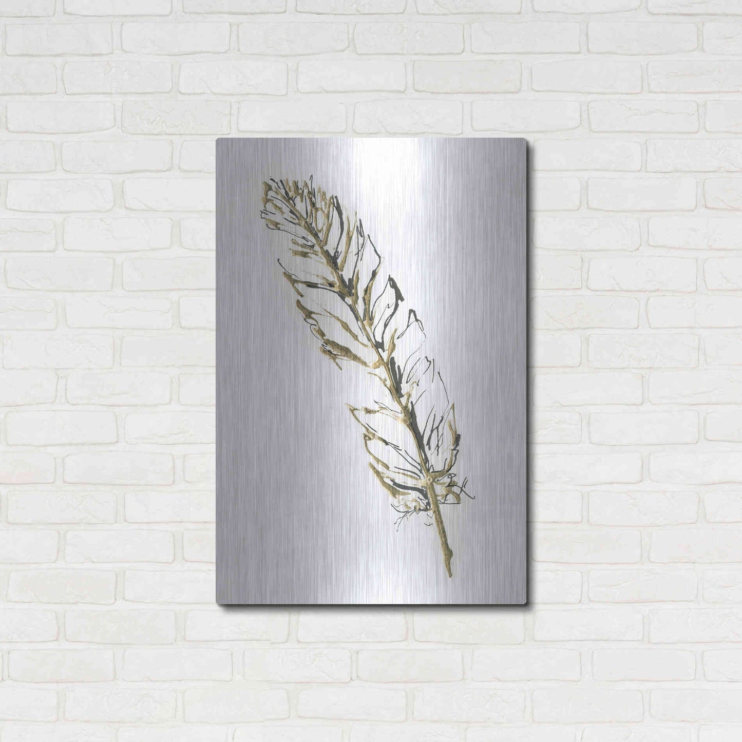 Luxe Metal Art 'Gilded Turkey Feather II' by Chris Paschke, Metal Wall Art,24x36
