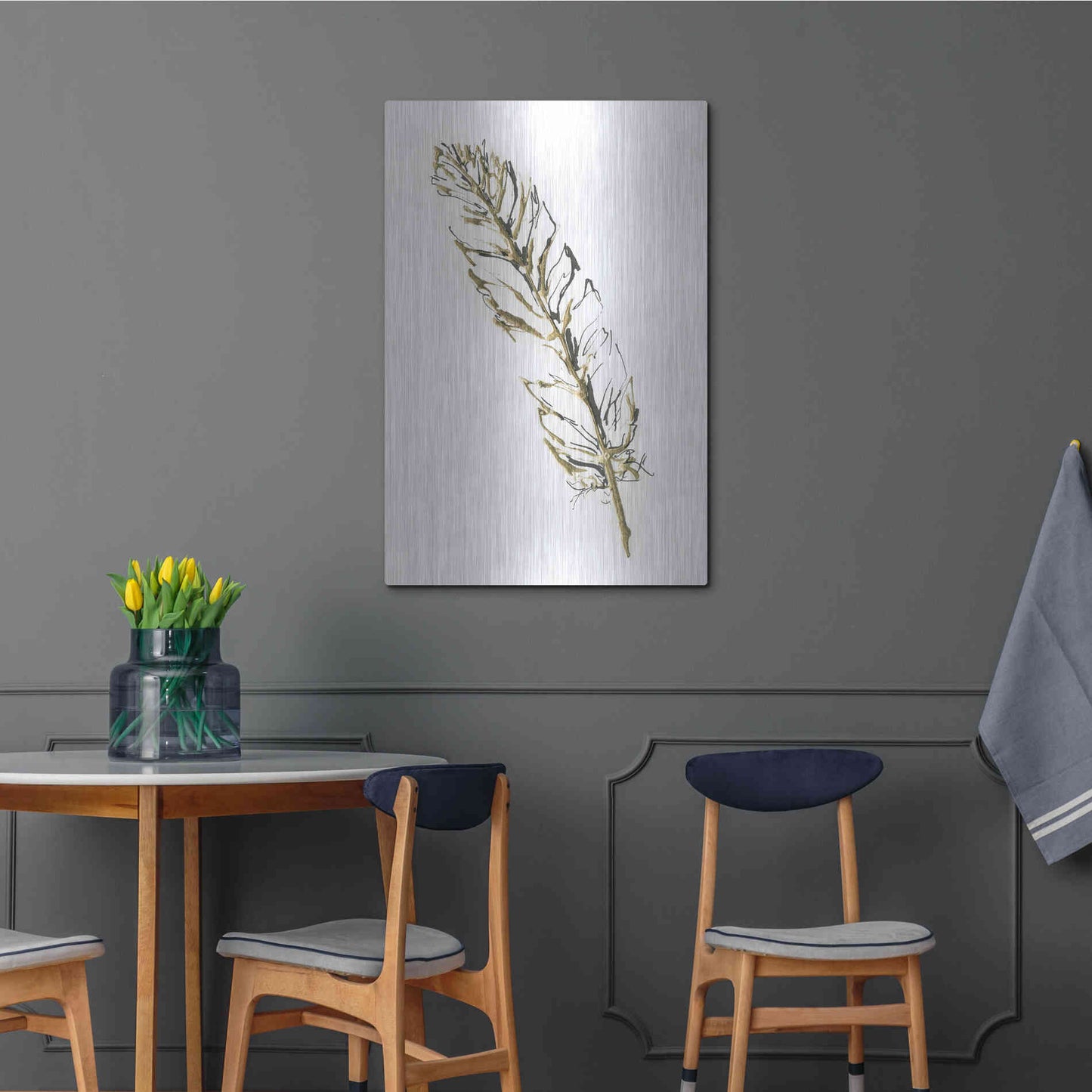 Luxe Metal Art 'Gilded Turkey Feather II' by Chris Paschke, Metal Wall Art,24x36
