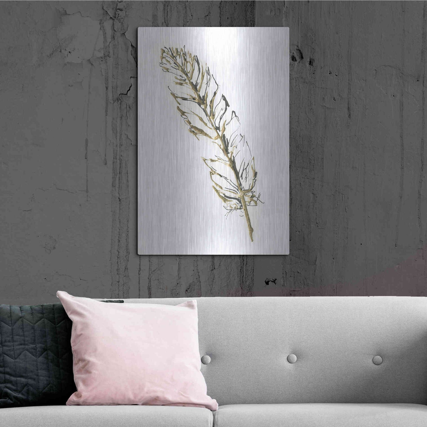 Luxe Metal Art 'Gilded Turkey Feather II' by Chris Paschke, Metal Wall Art,24x36
