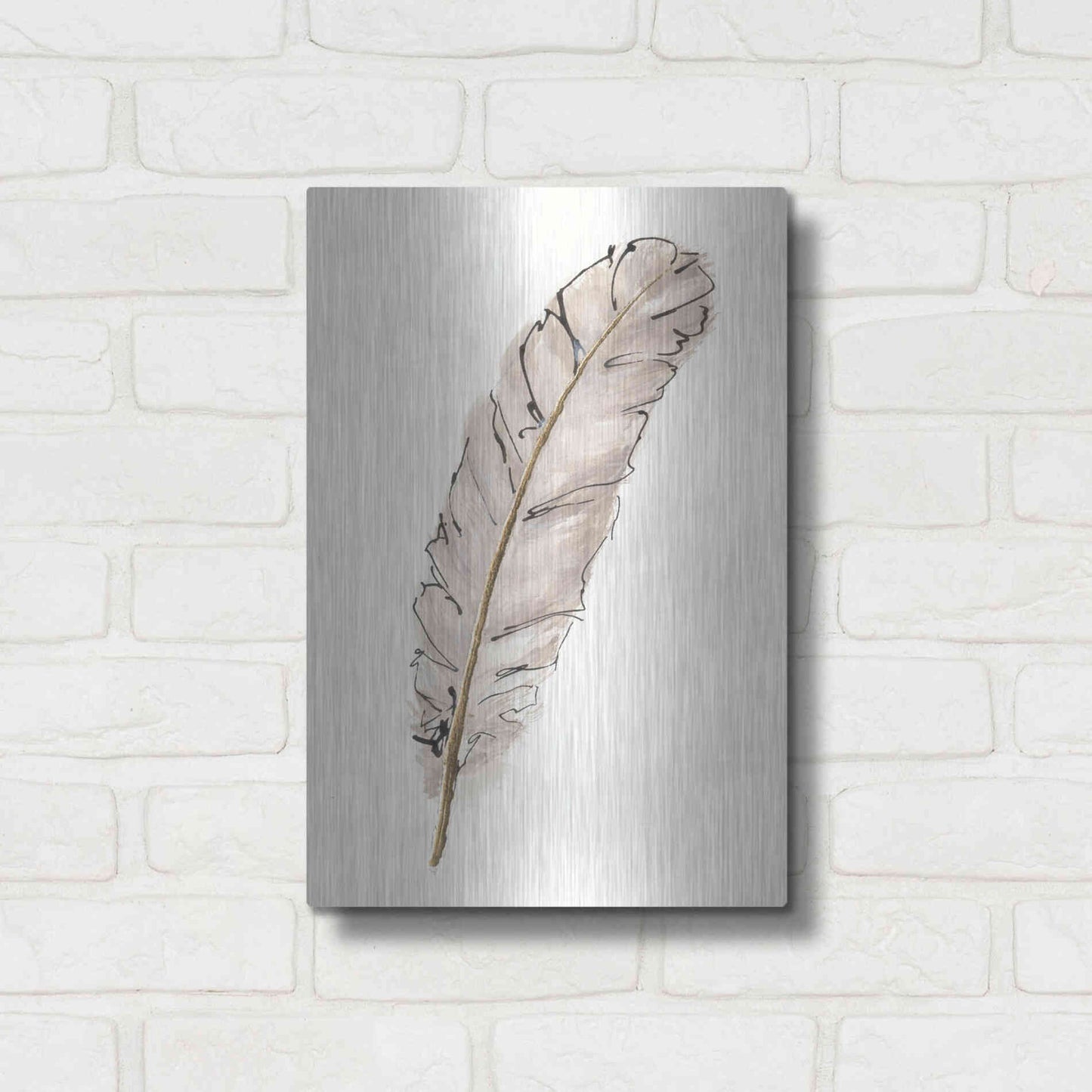 Luxe Metal Art 'Gold Feathers IX' by Chris Paschke, Metal Wall Art,12x16