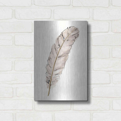 Luxe Metal Art 'Gold Feathers IX' by Chris Paschke, Metal Wall Art,12x16