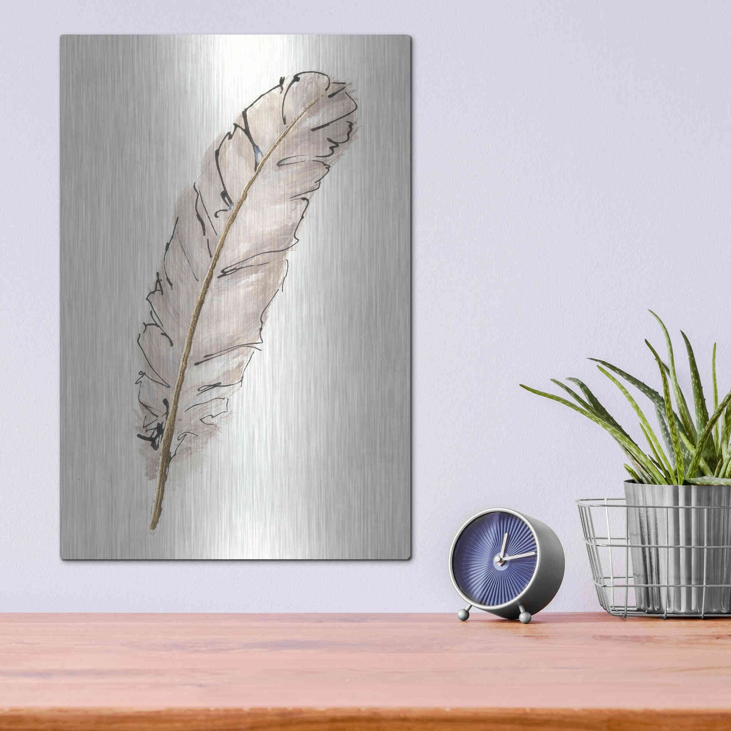 Luxe Metal Art 'Gold Feathers IX' by Chris Paschke, Metal Wall Art,12x16