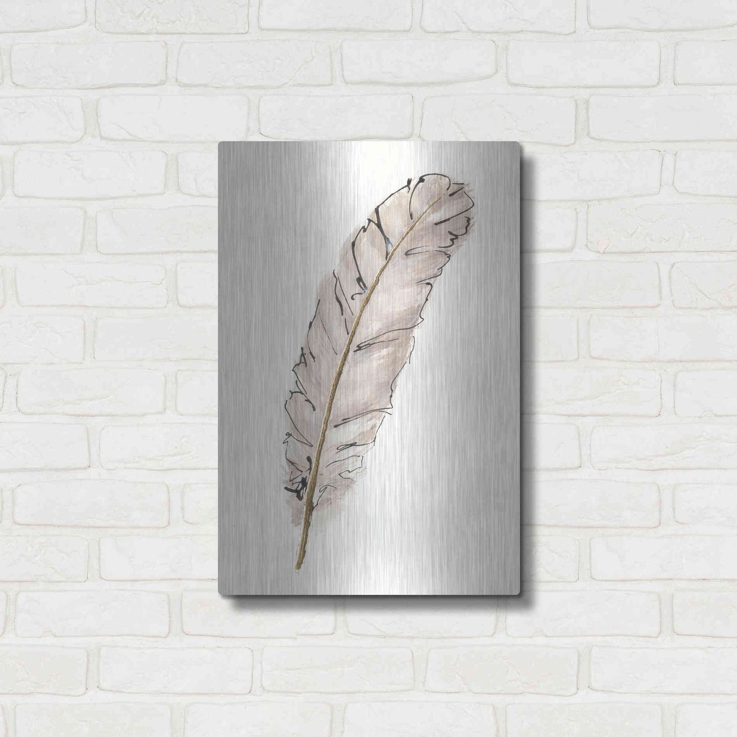 Luxe Metal Art 'Gold Feathers IX' by Chris Paschke, Metal Wall Art,16x24