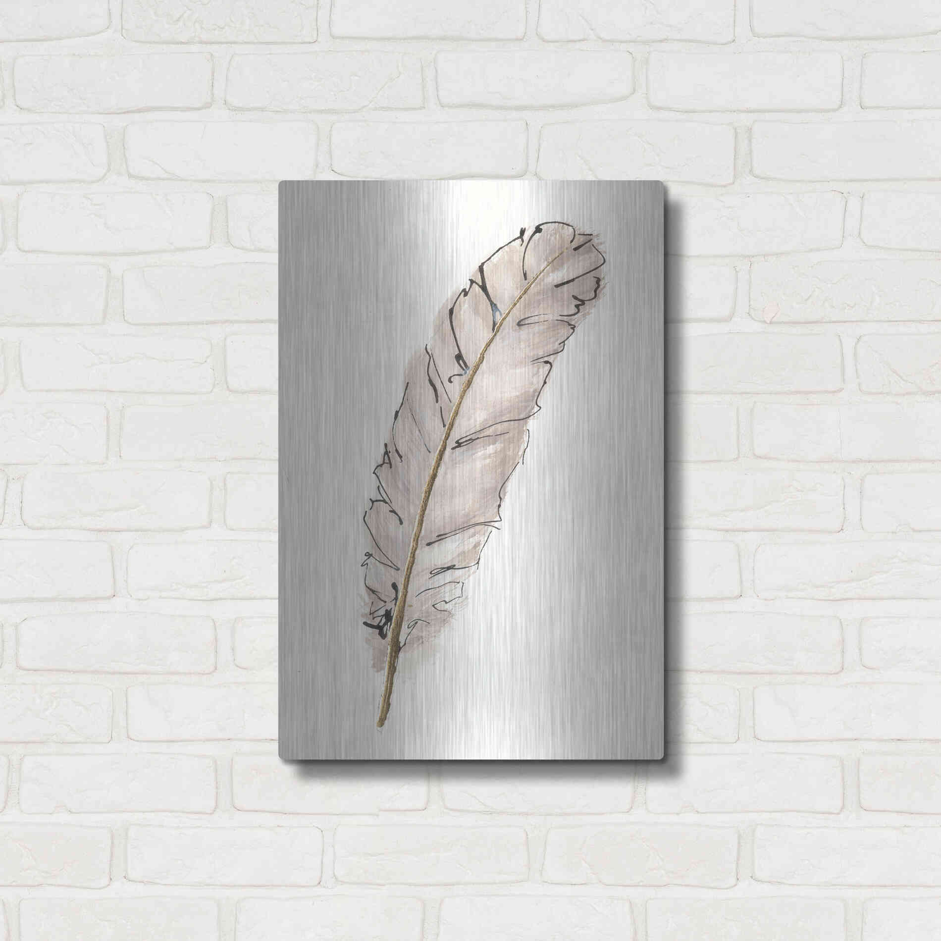 Luxe Metal Art 'Gold Feathers IX' by Chris Paschke, Metal Wall Art,16x24