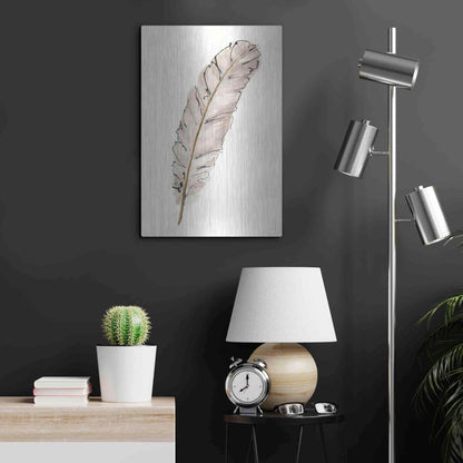 Luxe Metal Art 'Gold Feathers IX' by Chris Paschke, Metal Wall Art,16x24