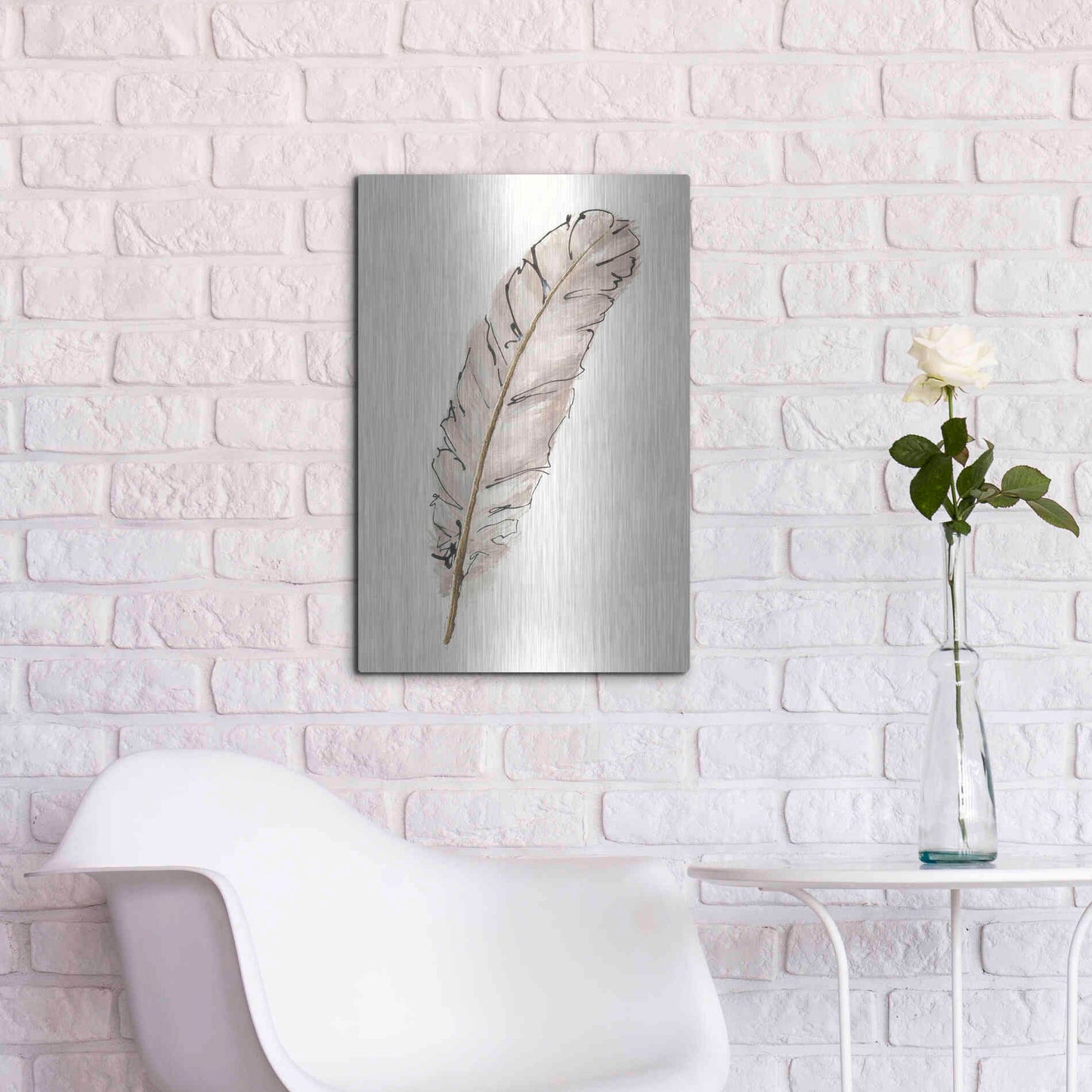 Luxe Metal Art 'Gold Feathers IX' by Chris Paschke, Metal Wall Art,16x24