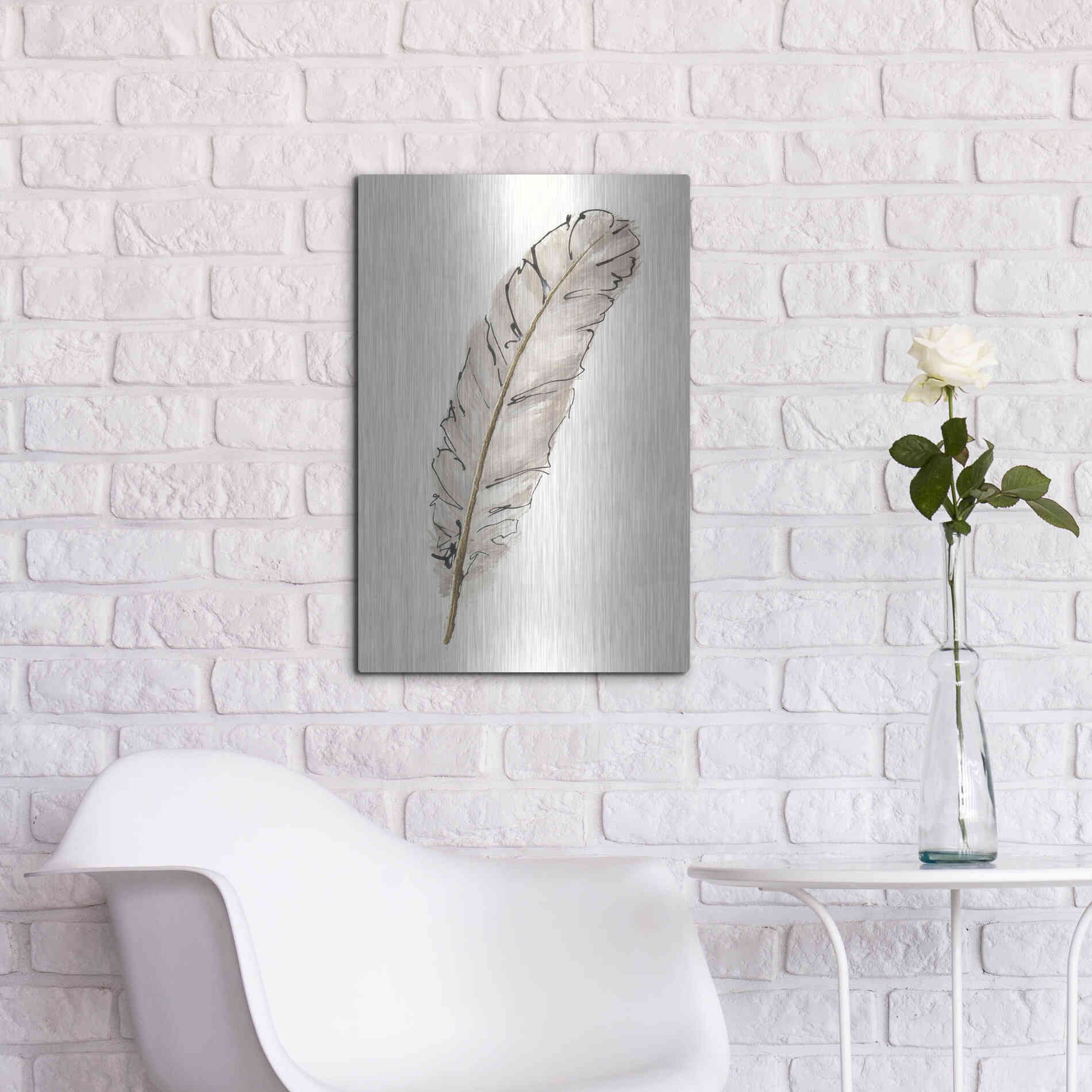 Luxe Metal Art 'Gold Feathers IX' by Chris Paschke, Metal Wall Art,16x24
