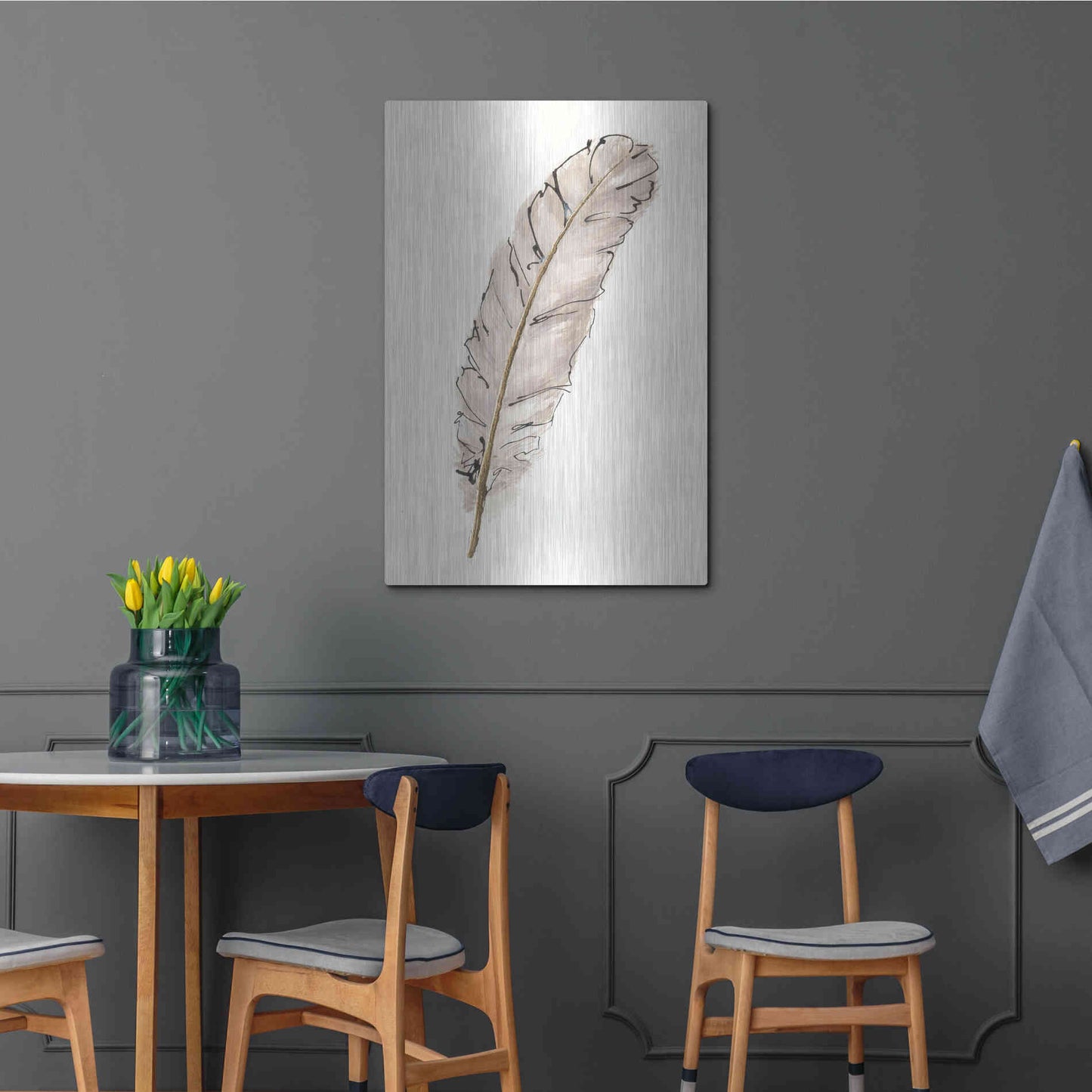 Luxe Metal Art 'Gold Feathers IX' by Chris Paschke, Metal Wall Art,24x36