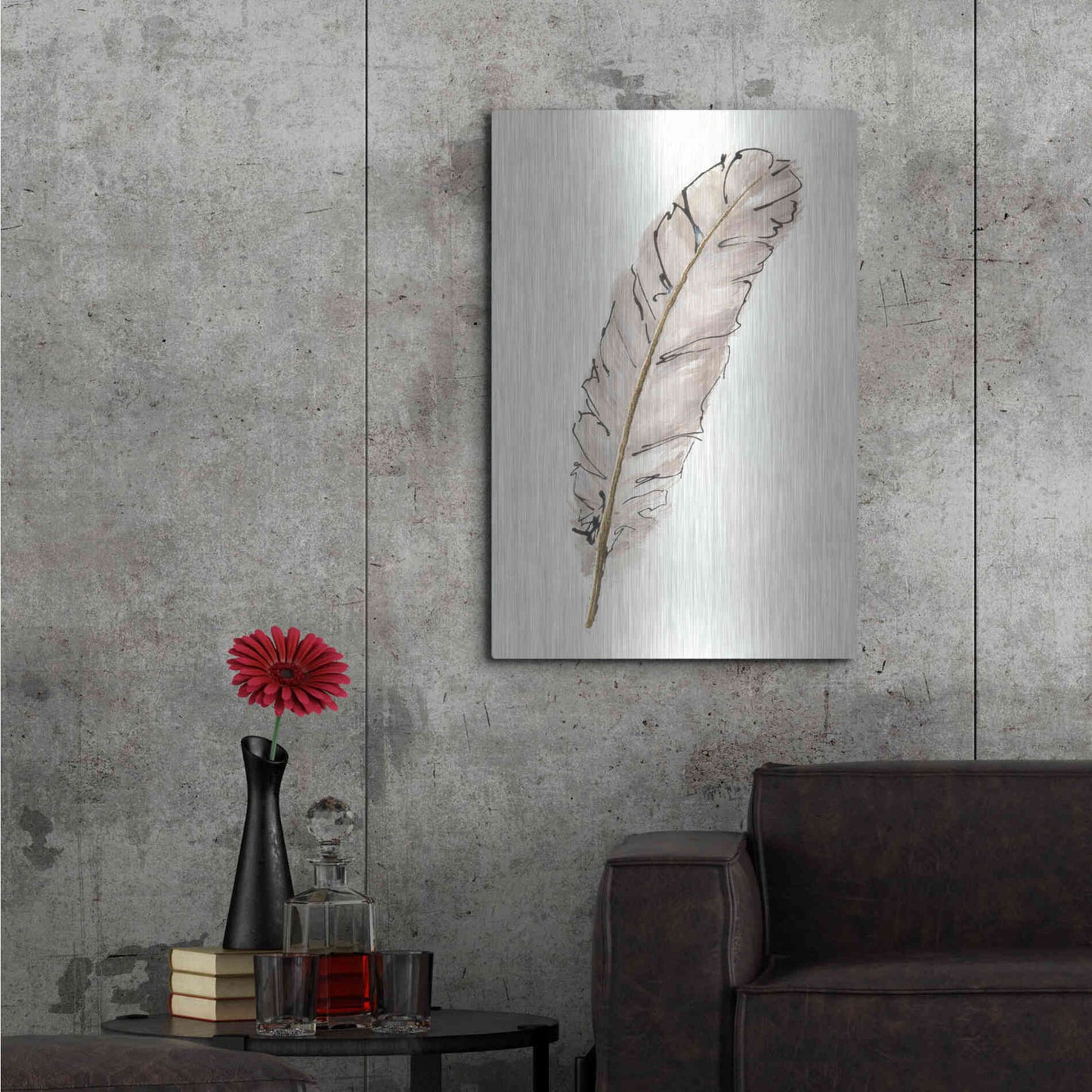 Luxe Metal Art 'Gold Feathers IX' by Chris Paschke, Metal Wall Art,24x36