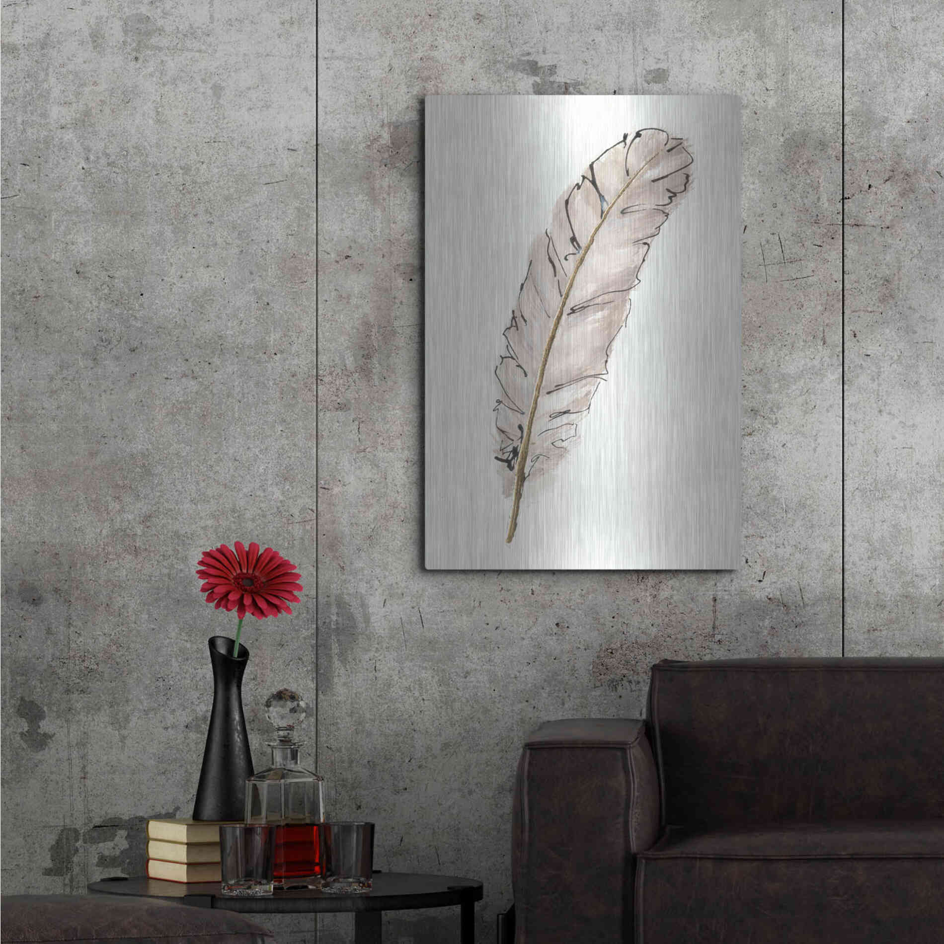 Luxe Metal Art 'Gold Feathers IX' by Chris Paschke, Metal Wall Art,24x36