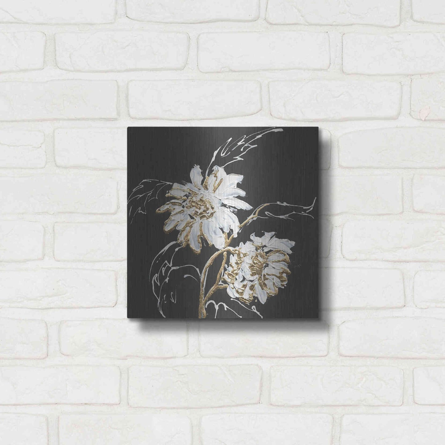 Luxe Metal Art 'Gilded Sunflowers' by Chris Paschke, Metal Wall Art,12x12