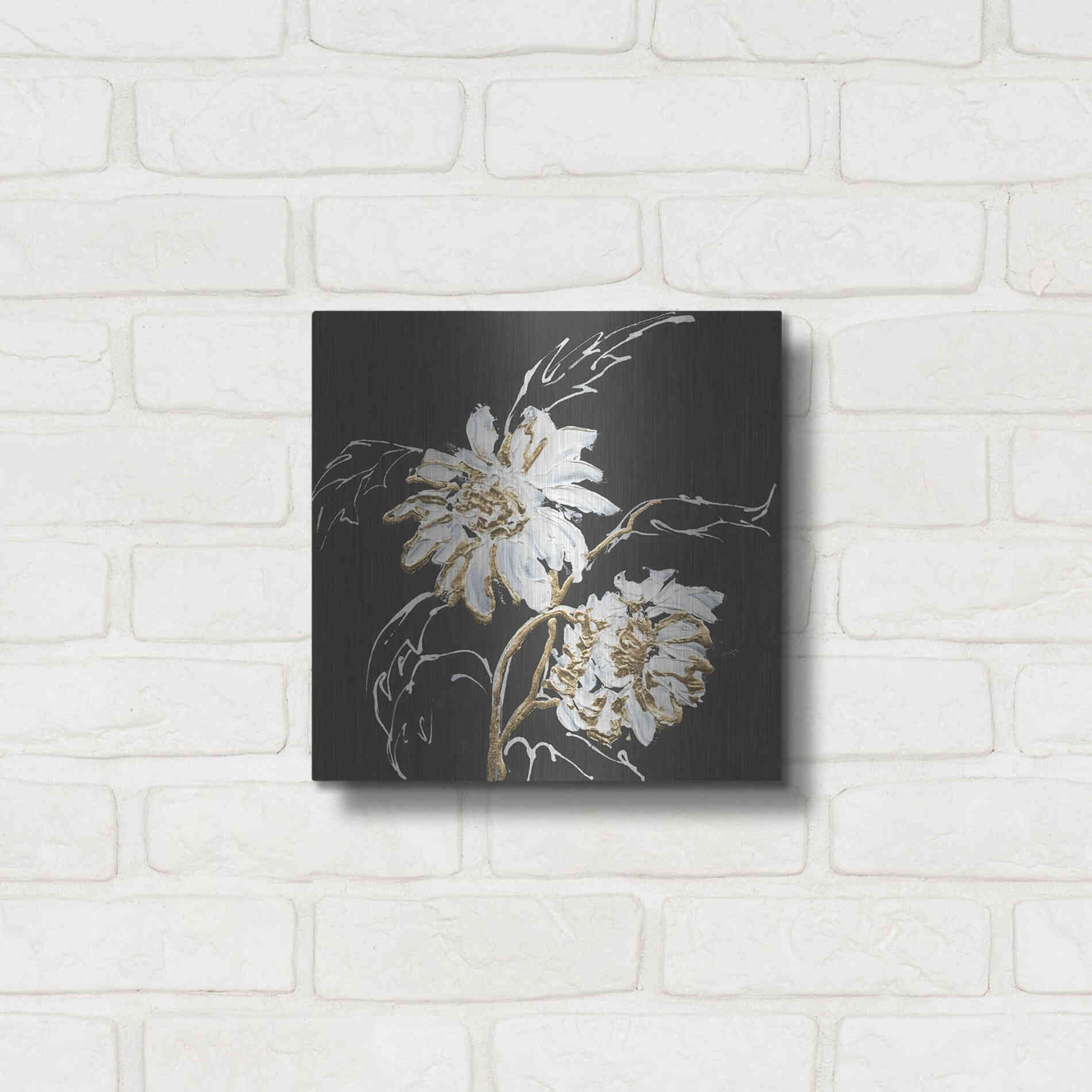 Luxe Metal Art 'Gilded Sunflowers' by Chris Paschke, Metal Wall Art,12x12
