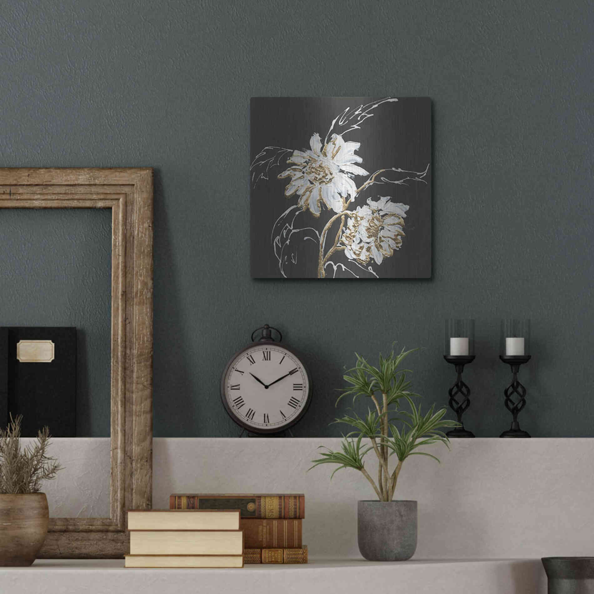 Luxe Metal Art 'Gilded Sunflowers' by Chris Paschke, Metal Wall Art,12x12