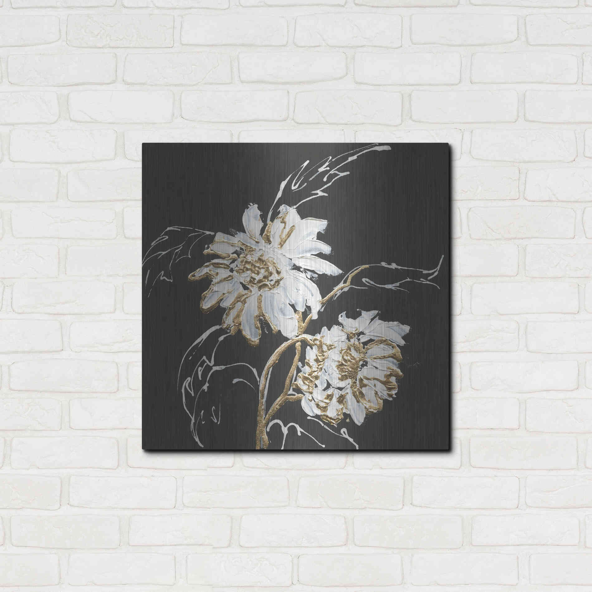 Luxe Metal Art 'Gilded Sunflowers' by Chris Paschke, Metal Wall Art,24x24