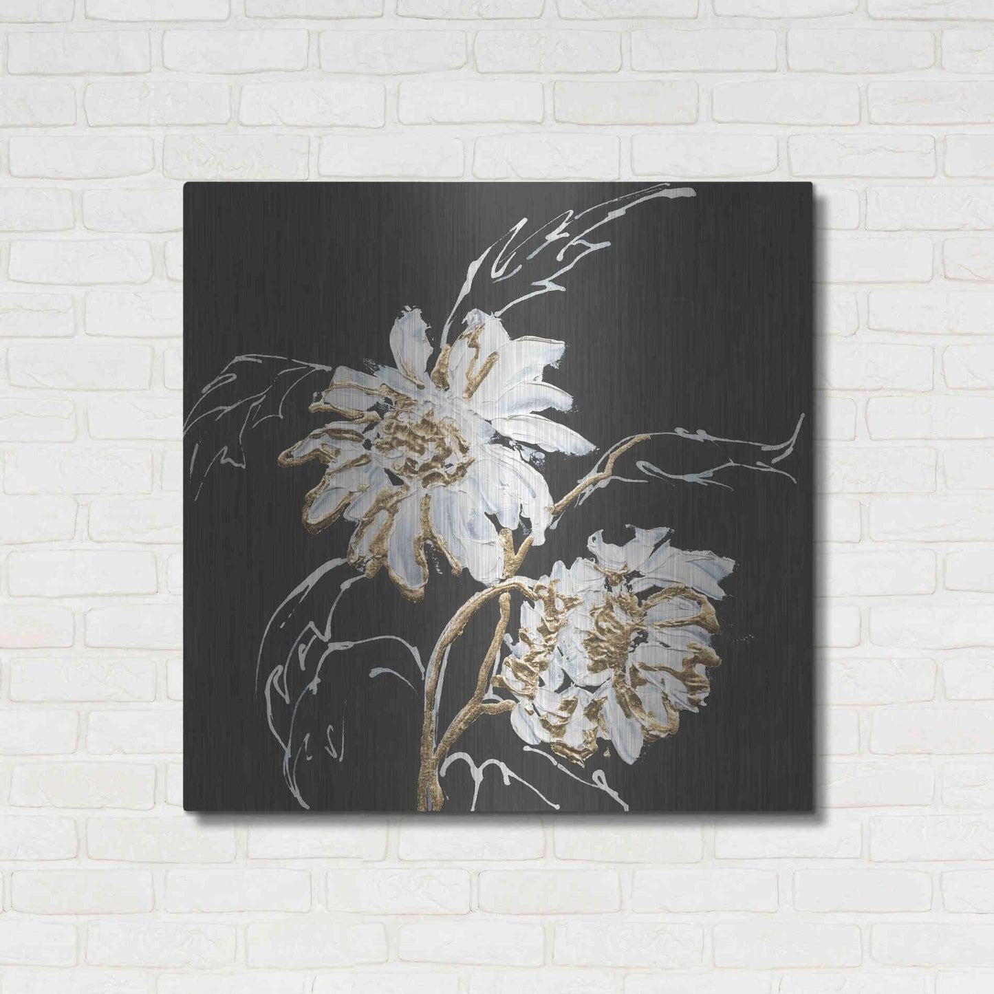 Luxe Metal Art 'Gilded Sunflowers' by Chris Paschke, Metal Wall Art,36x36