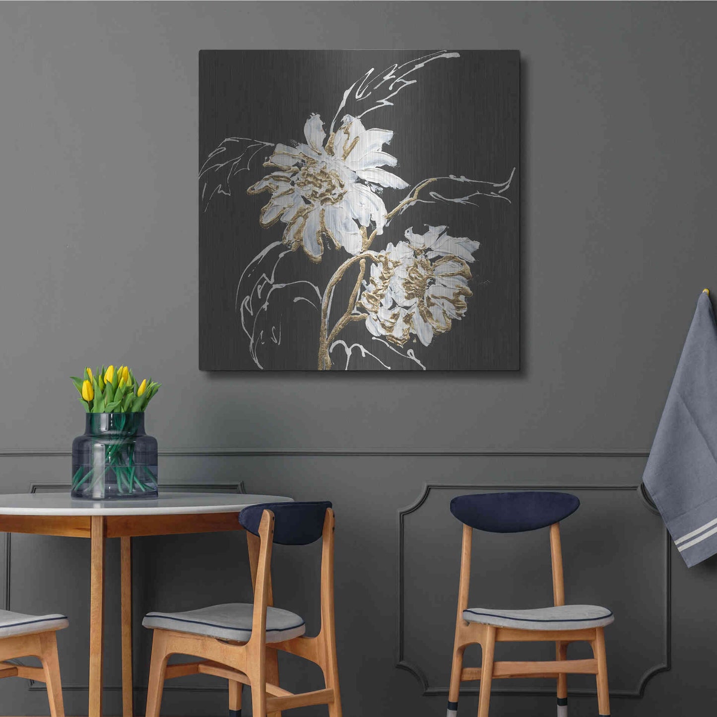 Luxe Metal Art 'Gilded Sunflowers' by Chris Paschke, Metal Wall Art,36x36