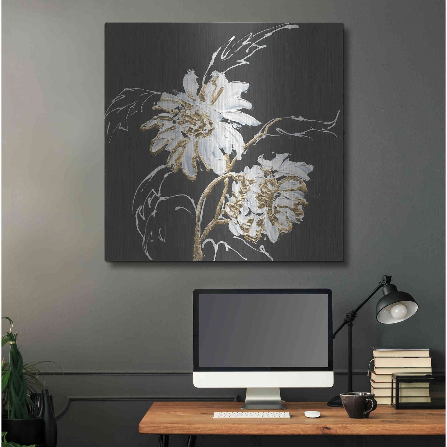 Luxe Metal Art 'Gilded Sunflowers' by Chris Paschke, Metal Wall Art,36x36