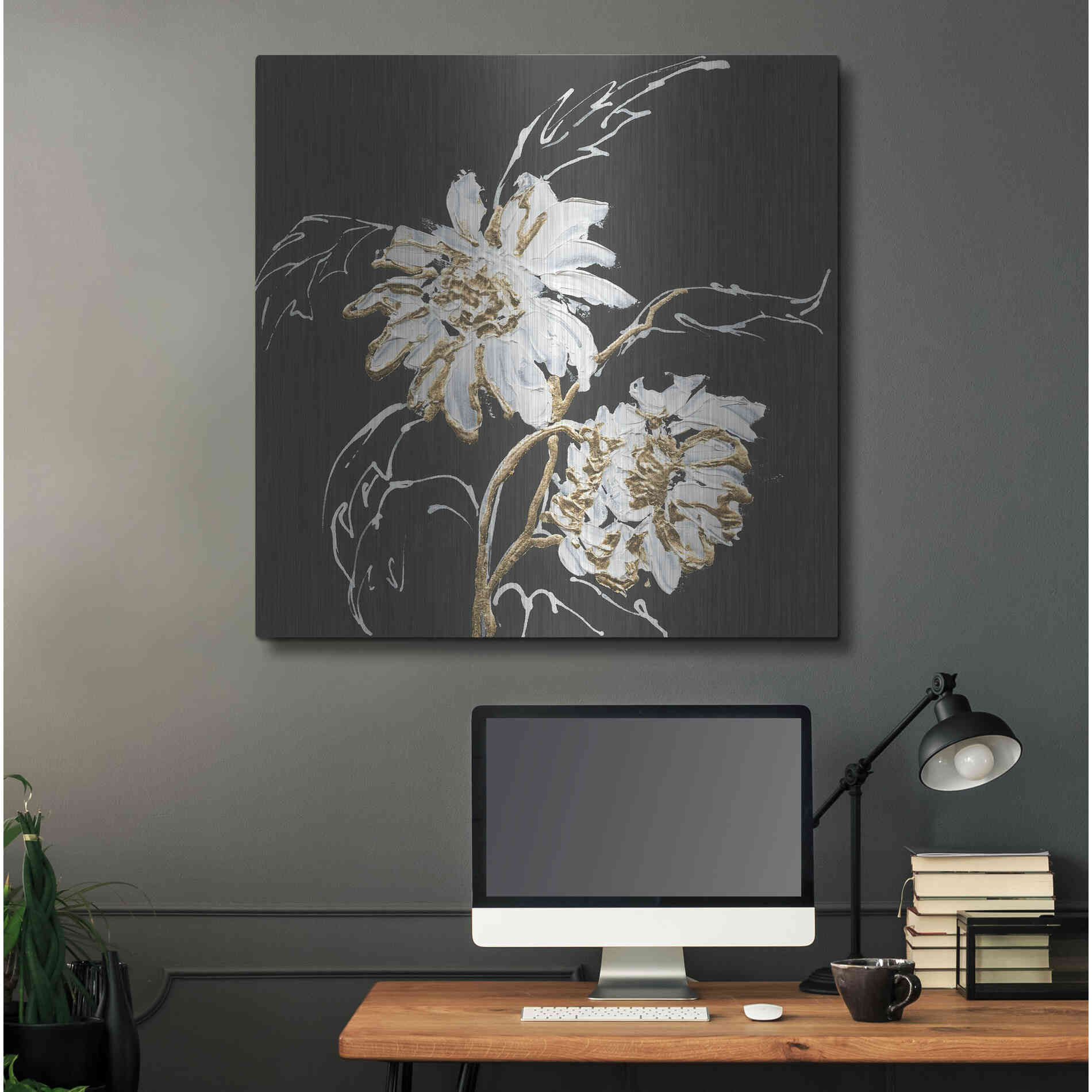 Luxe Metal Art 'Gilded Sunflowers' by Chris Paschke, Metal Wall Art,36x36