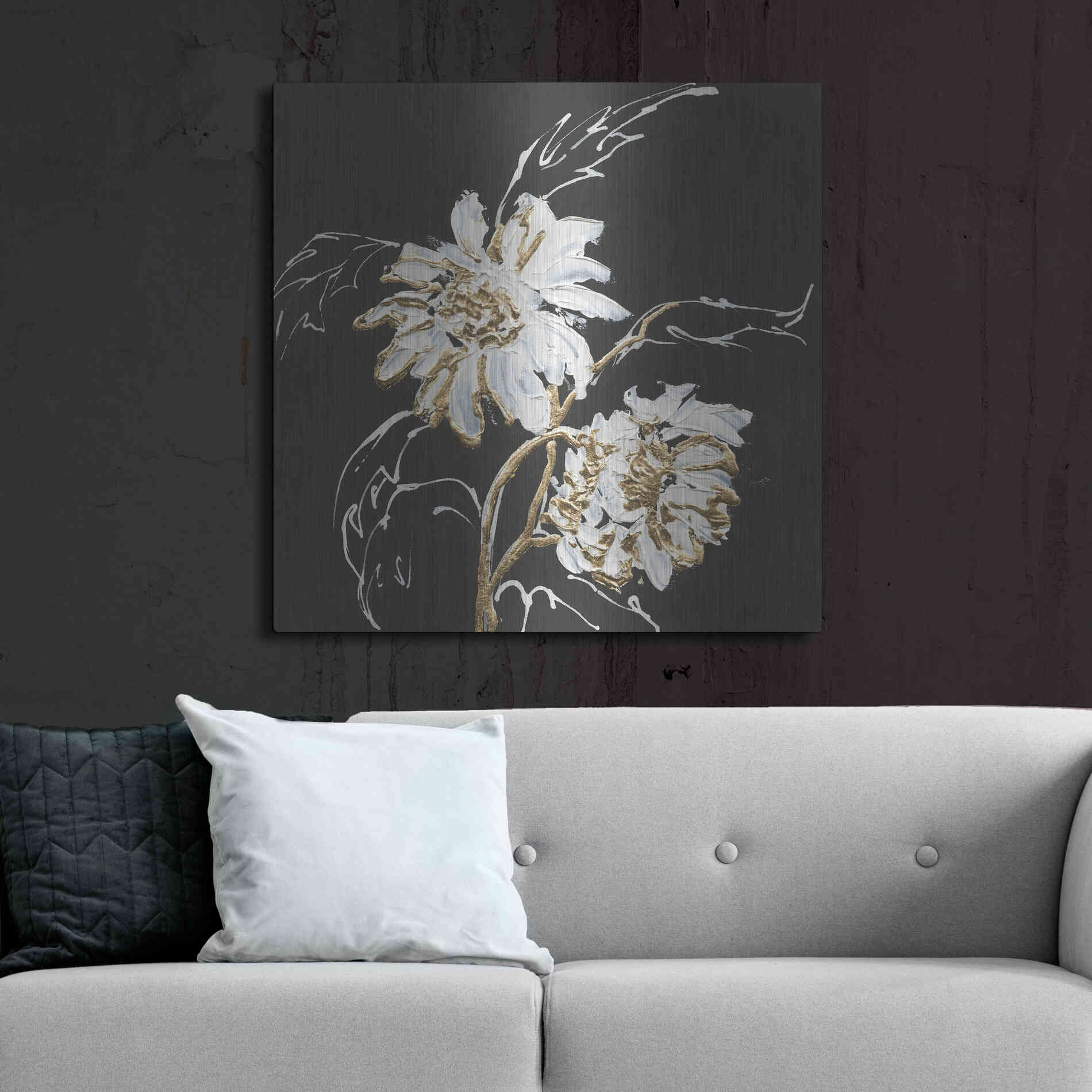 Luxe Metal Art 'Gilded Sunflowers' by Chris Paschke, Metal Wall Art,36x36