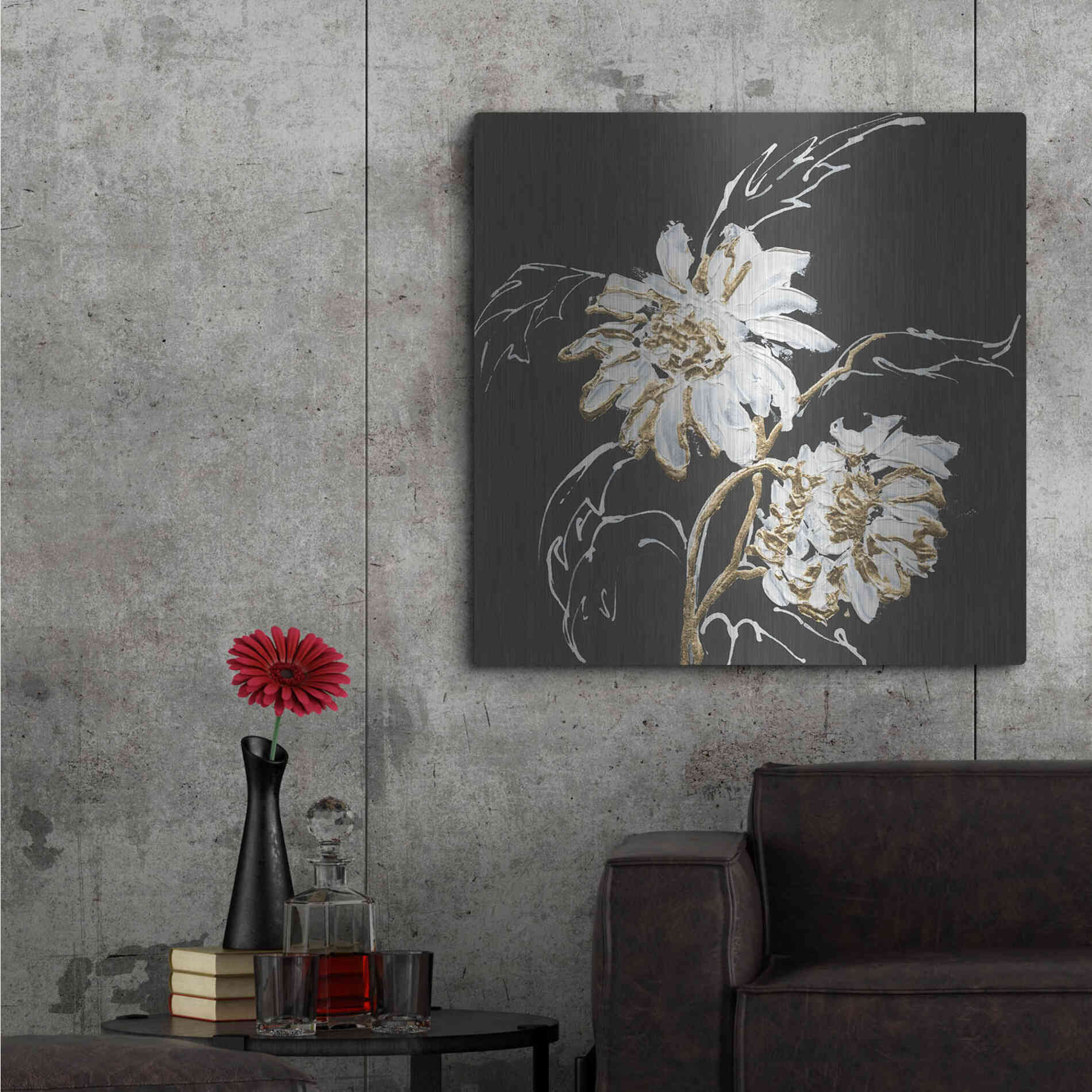 Luxe Metal Art 'Gilded Sunflowers' by Chris Paschke, Metal Wall Art,36x36