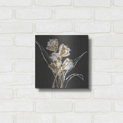 Luxe Metal Art 'Gilded Tulips' by Chris Paschke, Metal Wall Art,12x12